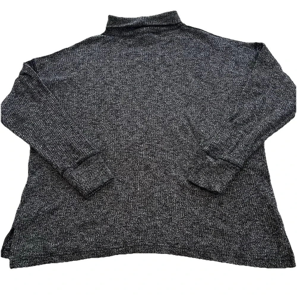 J Crew Relaxed Roll Neck Tunic Sweater Loose ‎ Charcoal Marbled Woman's M EUC